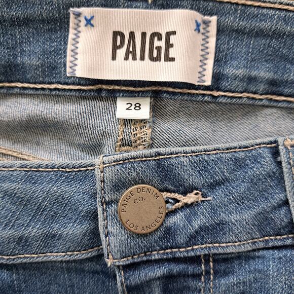 PAIGE Verdugo Raw Ankle Skinny Jeans Size 28 Noelani Distressed Medium Blue - Picture 6 of 10